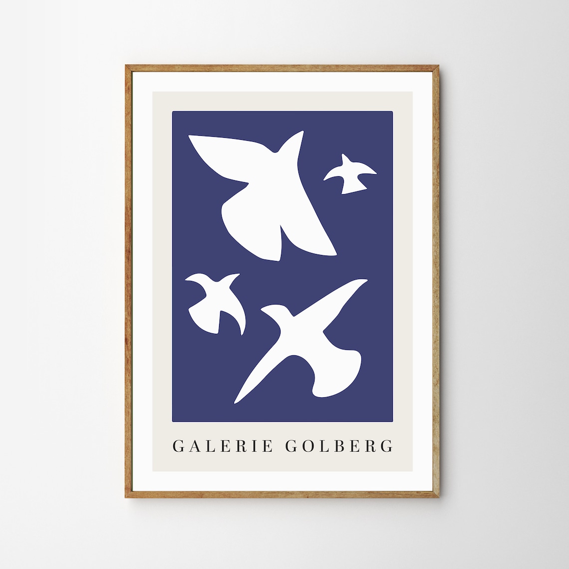 Galerie Golberg White Birds On Navy Blue Cutout Gallery Poster - Image 4