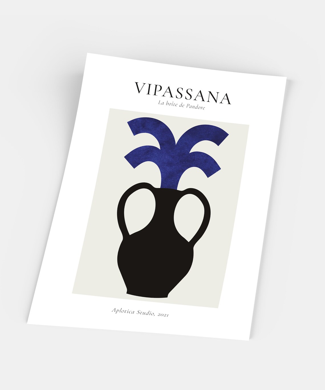 Vipassana Black Amphora Vase Blue Flame Modern Gallery Poster - Image 3
