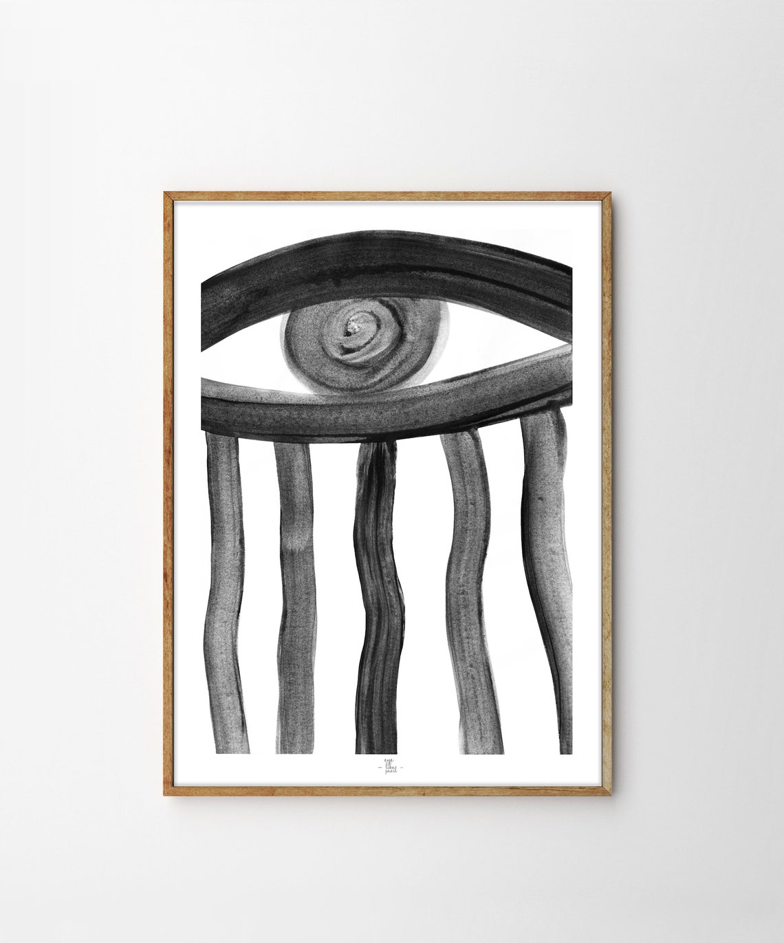 Black Abstract Eye With Flowing Lines Dramatic Monochrome Poster - Image 5
