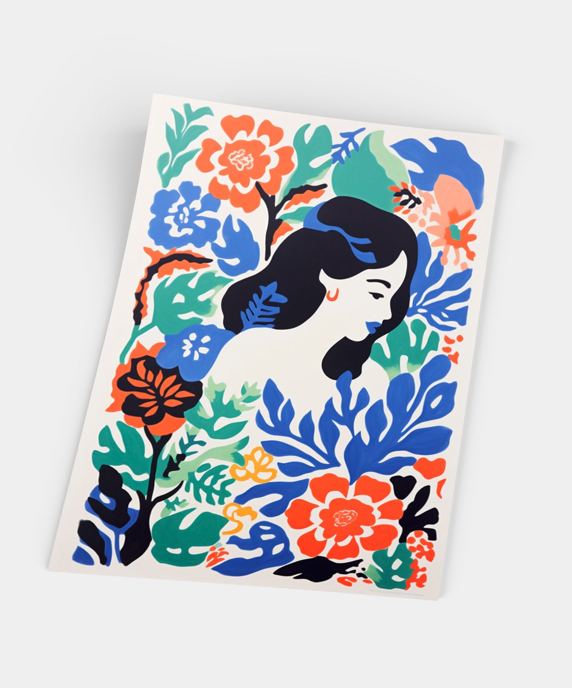 Matisse Inspired Floral Woman Portrait Bold Botanical Poster - Image 5