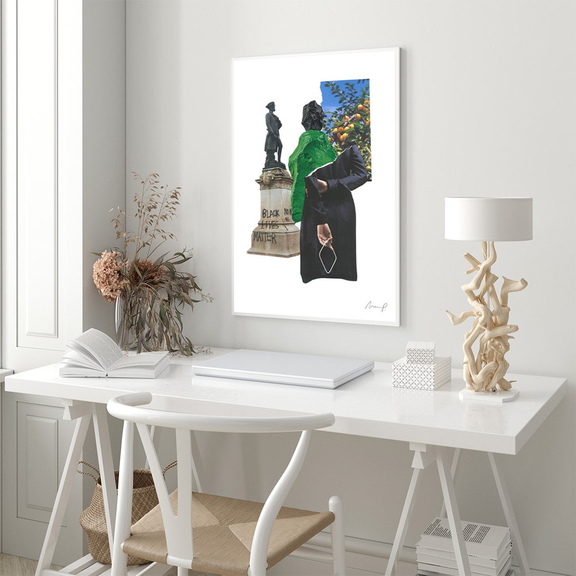 Contemporary Collage Statue Black Lives Matter Message Poster - Image 3