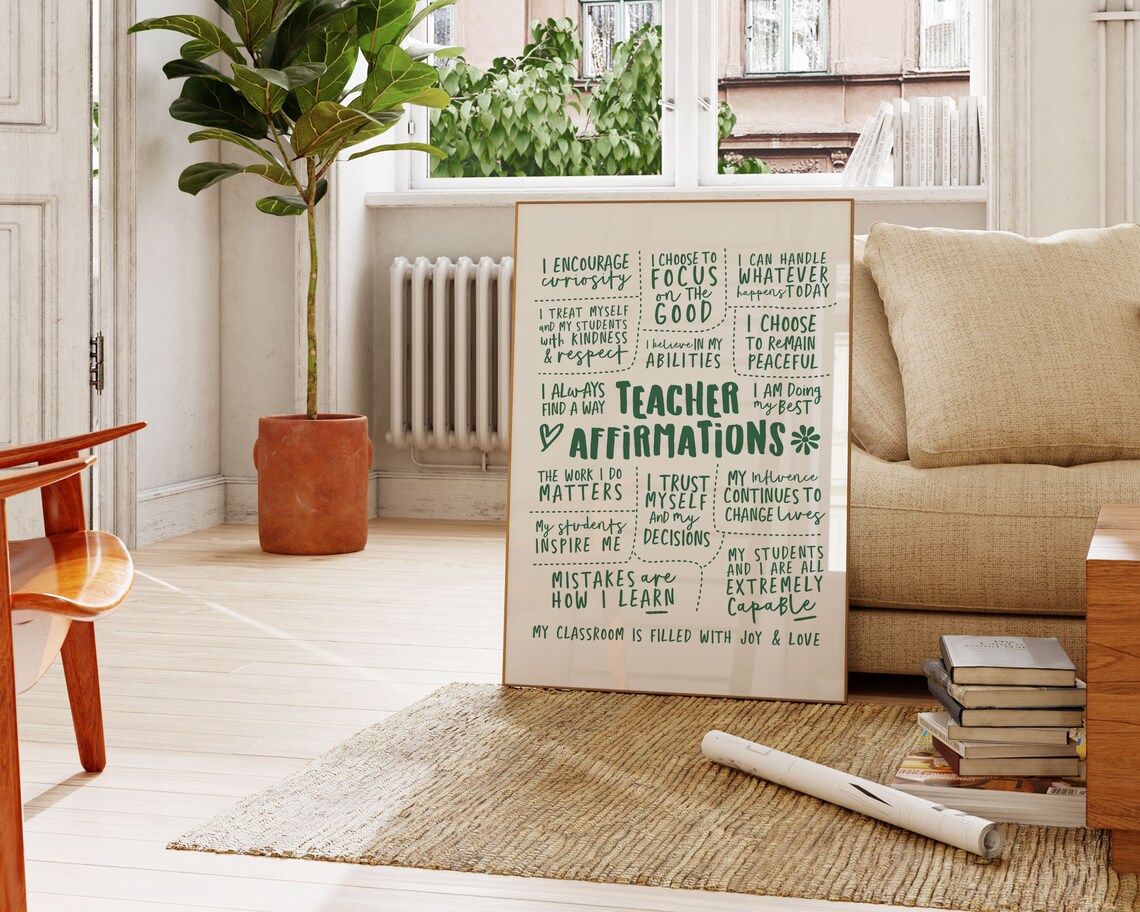 Classroom Teacher Affirmations Art Print, Quote Decor - Image 3