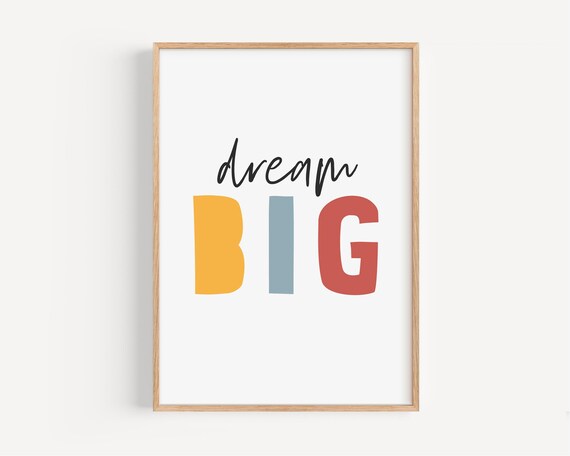 Dream Big Colorful Block Letter Kids Room Motivational Wall Art
