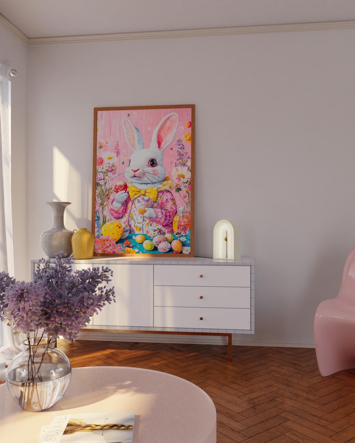 Bunny Rabbit Art Print, Cute Easter Nursery Decor - Image 2