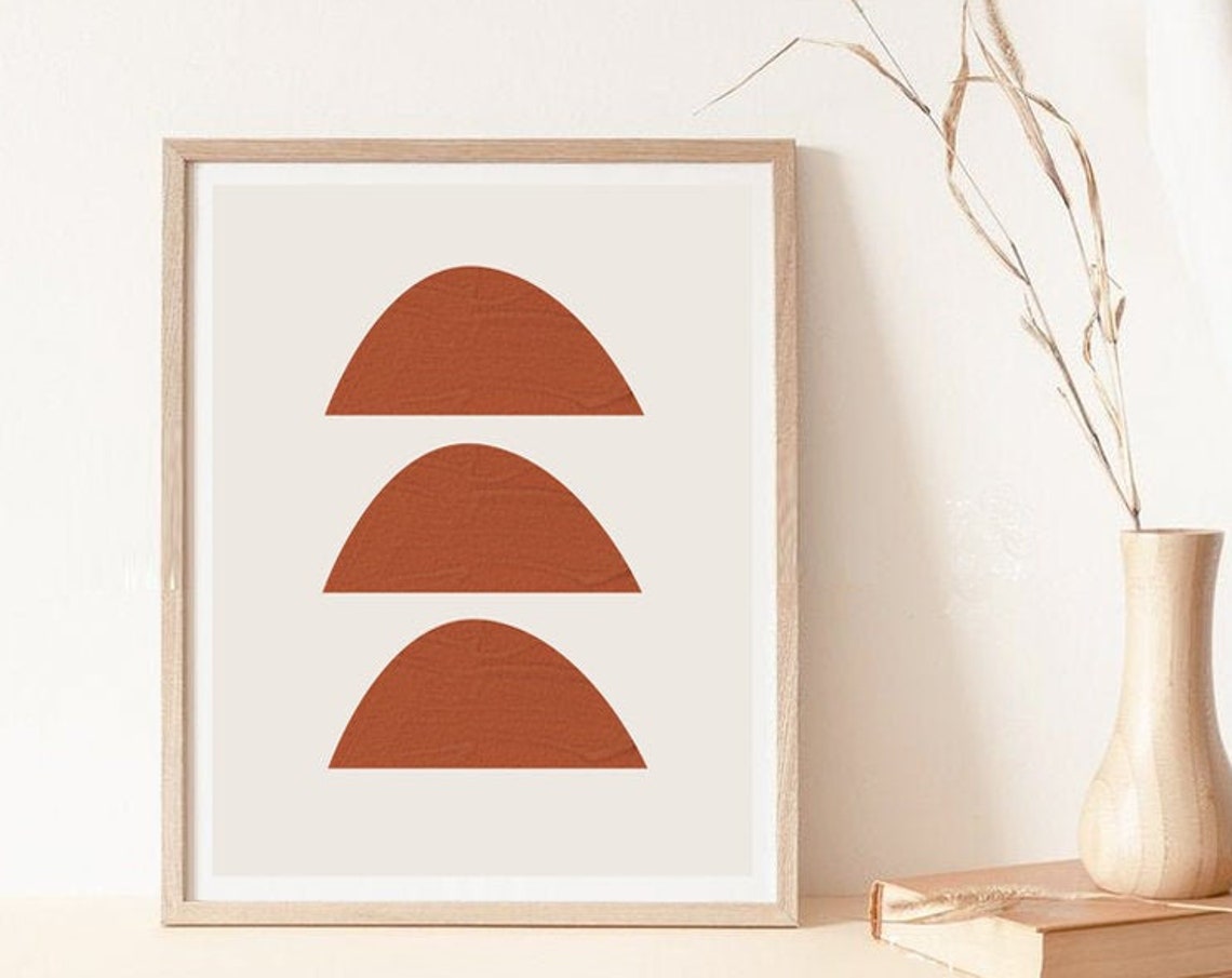 Abstract Art Mid Century Modern Burnt Orange Wall Print Contemporaryterracota