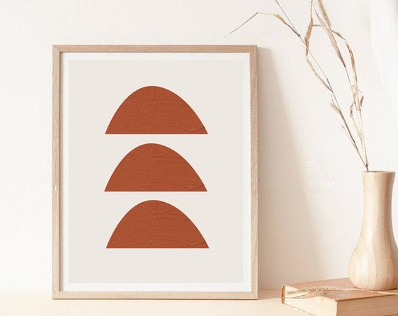 Abstract Art Mid Century Modern Burnt Orange Wall Print Contemporaryterracota