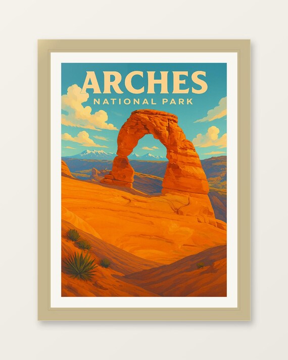 Arches National Park Delicate Arch Utah Desert Vintage Art Poster