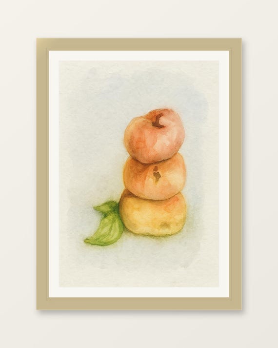 Rustic Peach Watercolor Print Farmhouse Kitchen Wall Art