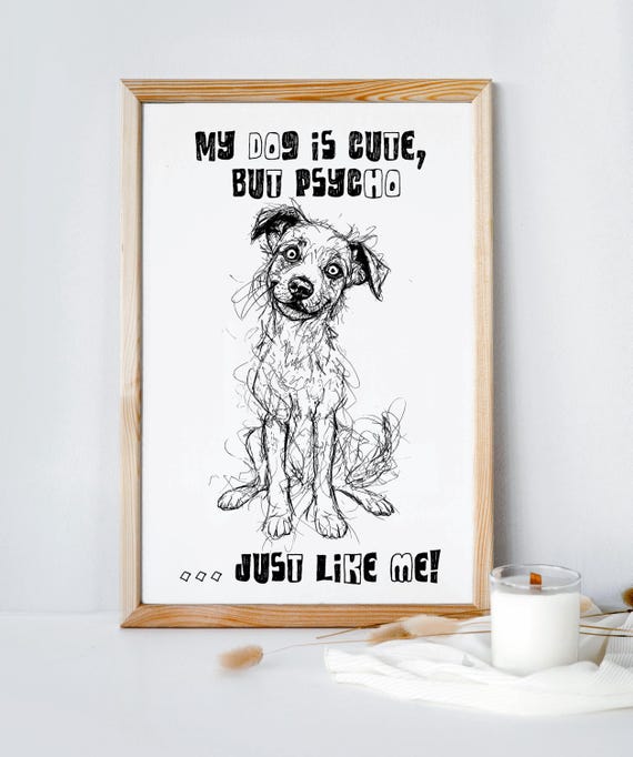 Quirky Dog Line Drawing Playful Minimalist Pet Sketch Instant