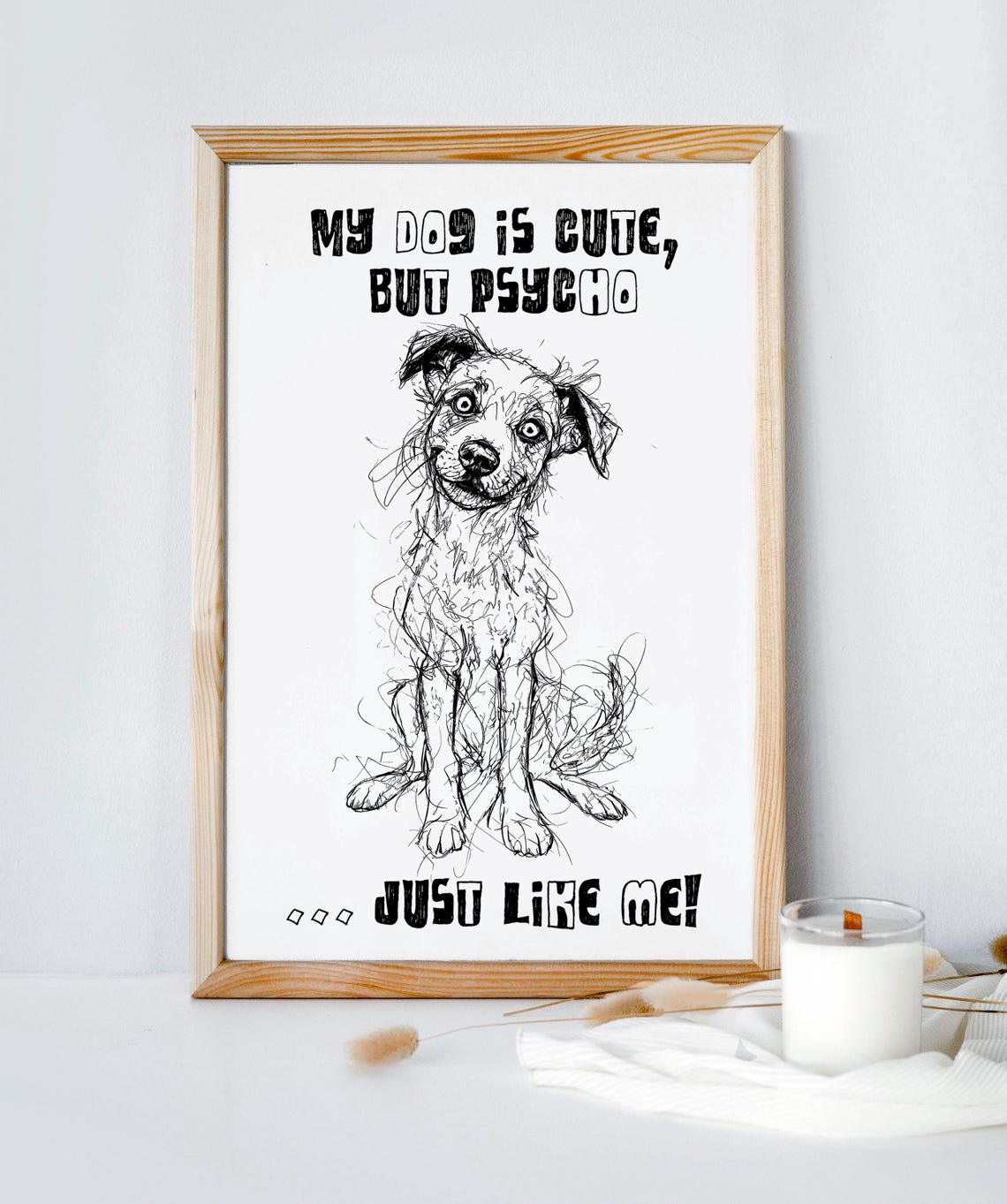 Quirky Dog Line Drawing Playful Minimalist Pet Sketch Instant
