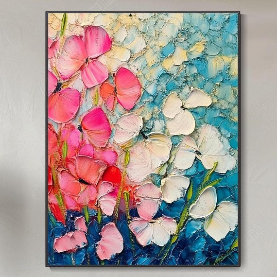 Abstract Floral Oil Painting, Textured Flower Art Print