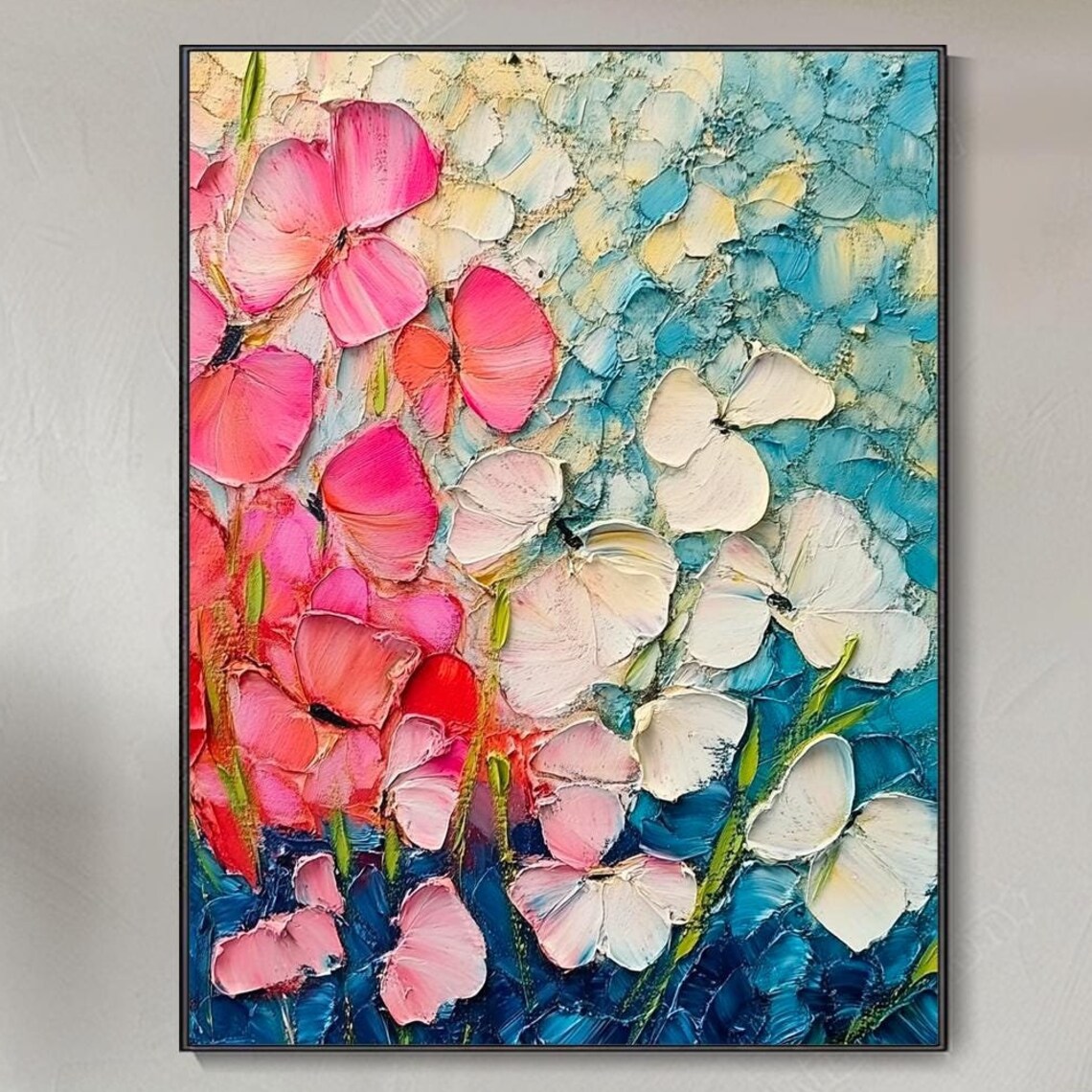 Abstract Floral Oil Painting, Textured Flower Art Print