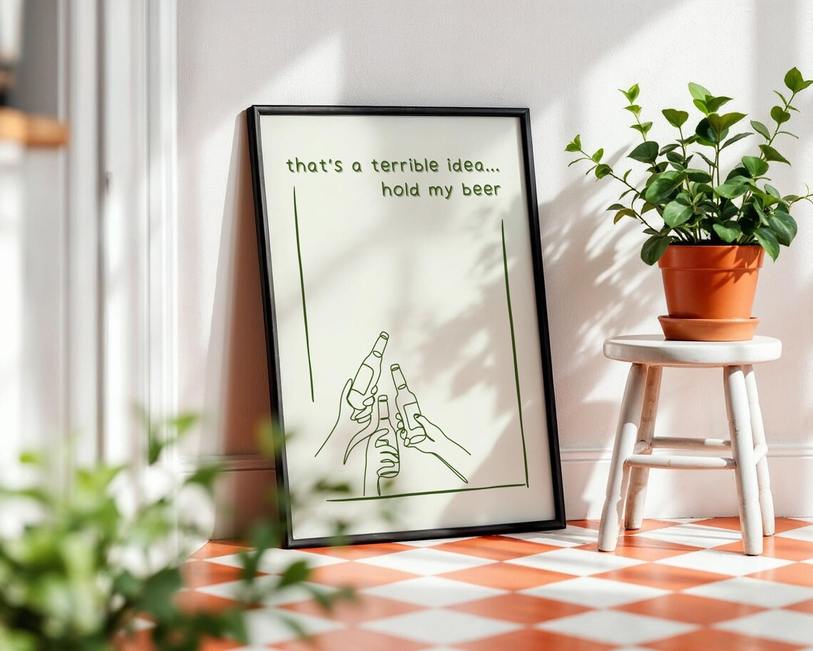 Hold My Beer Poster Funny Drinking Wall Art Party Decor Quote Bar Sign Lover Gift