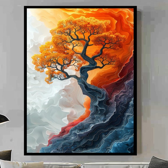Tree Of Life Tree Of Life Wall Art Wall Art Fractal Art Housewarming Gift Framed Nature Art Unique Home Decor Fall Art
