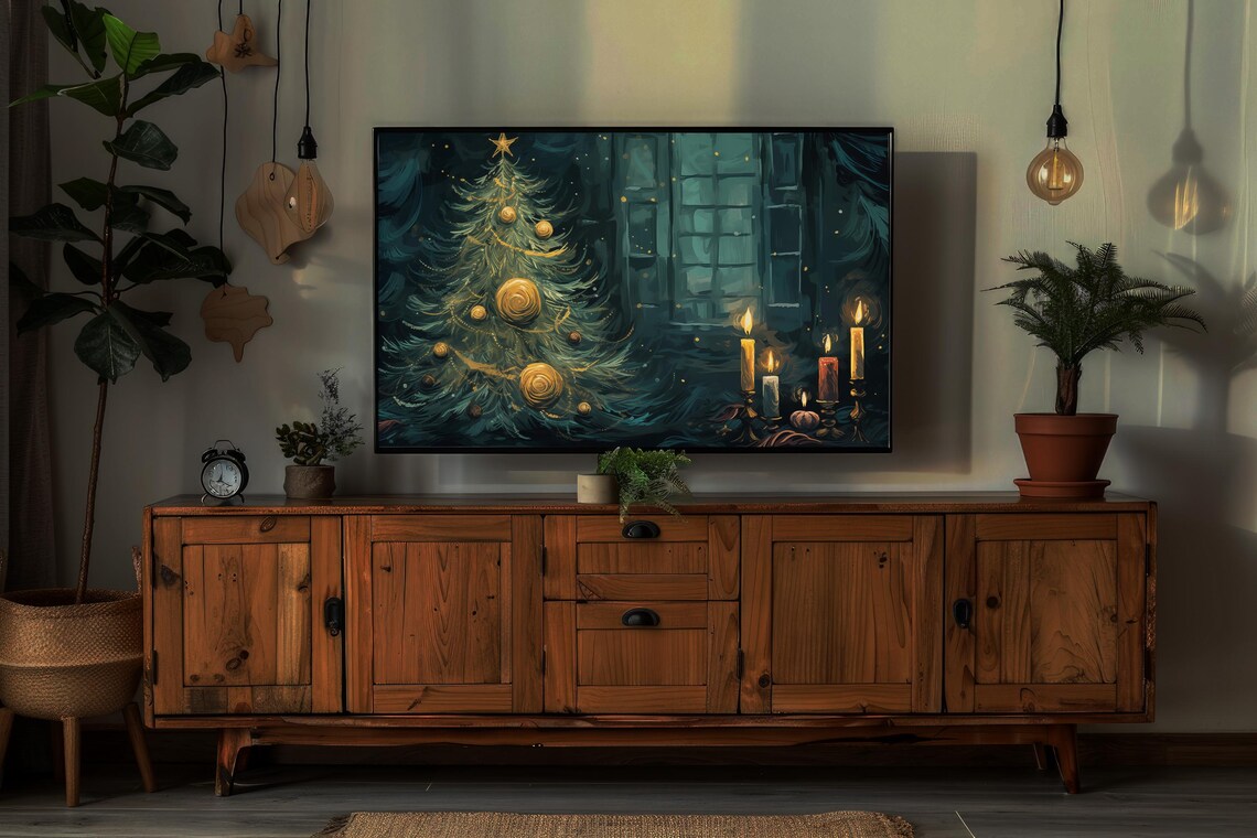 Van Gogh Inspired Christmas Tree With Gold Ornaments Swirling Night Poster - Image 7