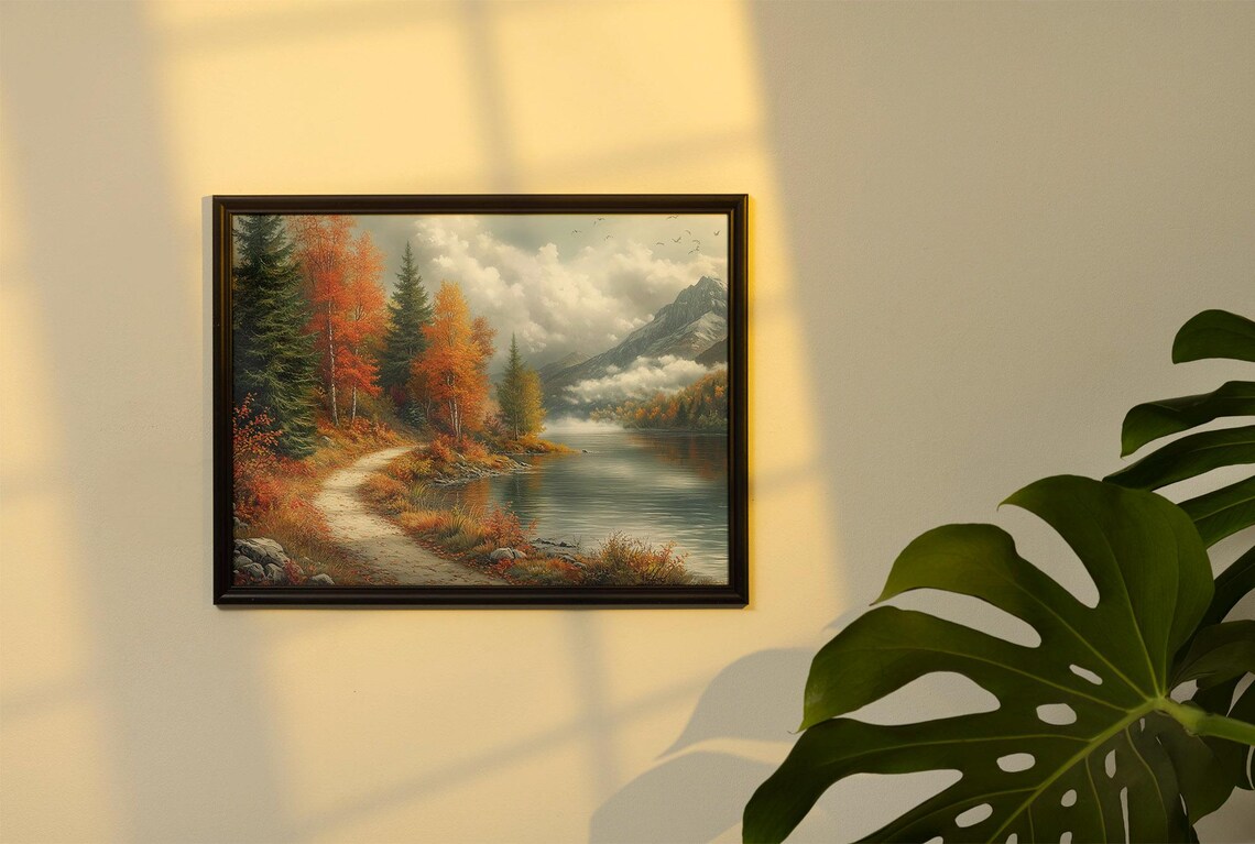 Serene Autumn Mountain Lake with Golden Aspens Landscape Poster - Image 4