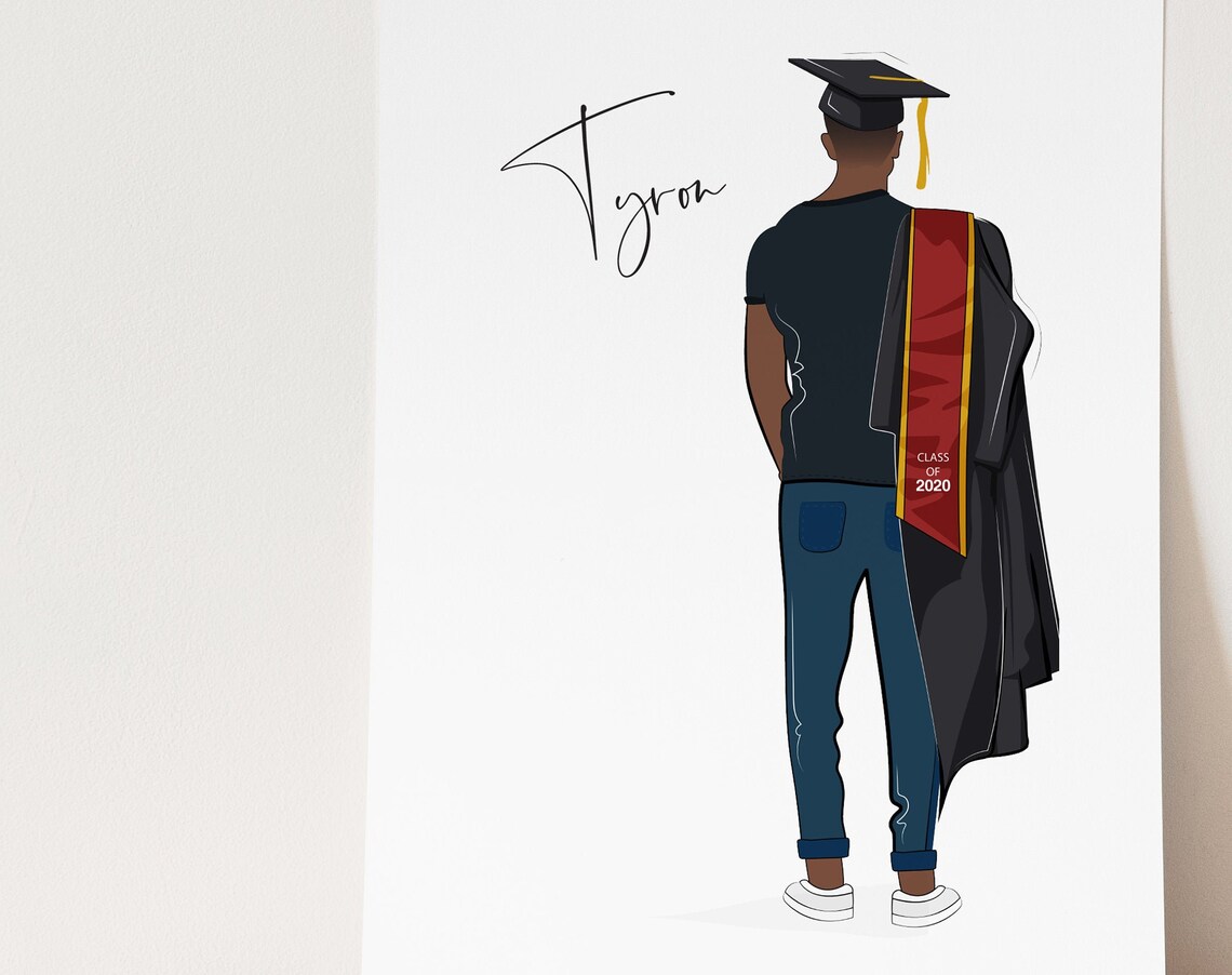 Personalized Graduation Gift Illustration Class of 2020 Wall Art