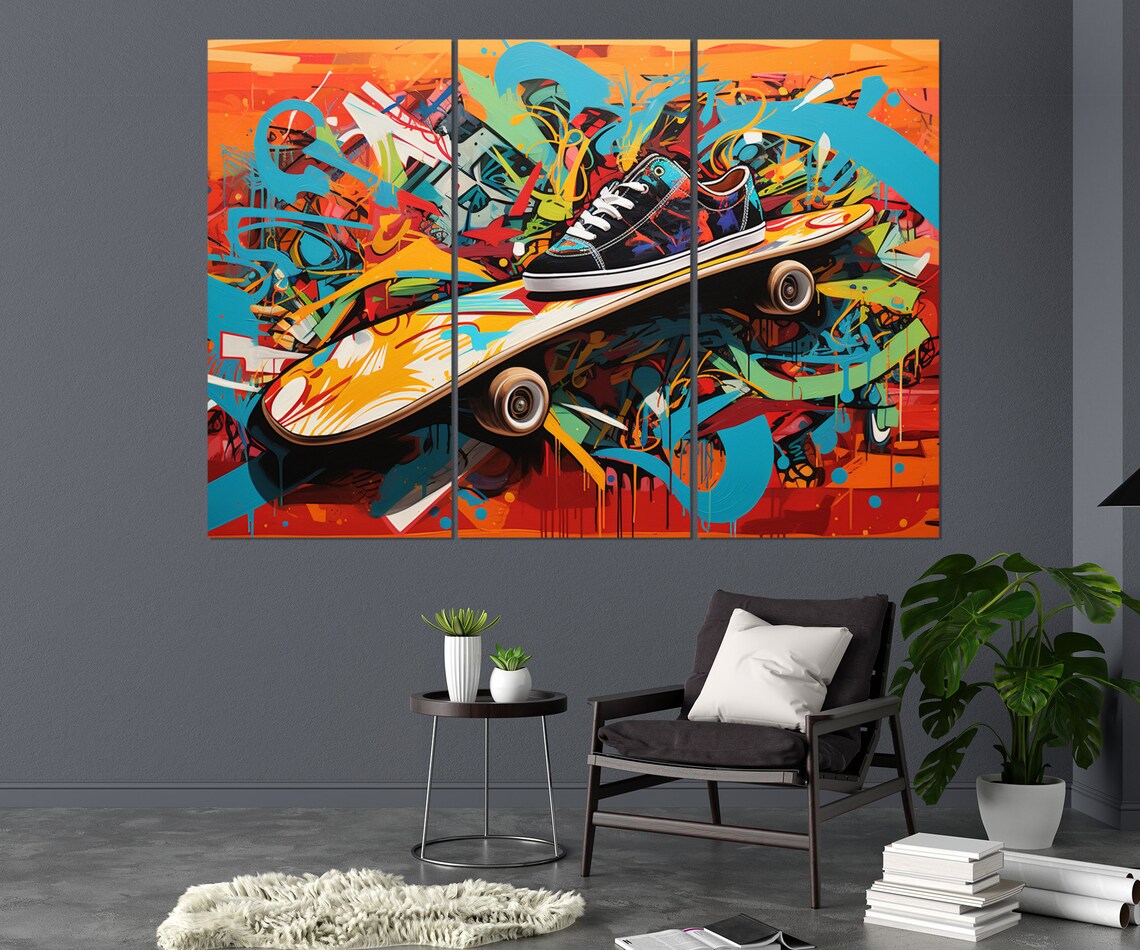 Skateboard Graffiti Street Art Colorful Sneaker Skater Pop Art Poster - Image 3