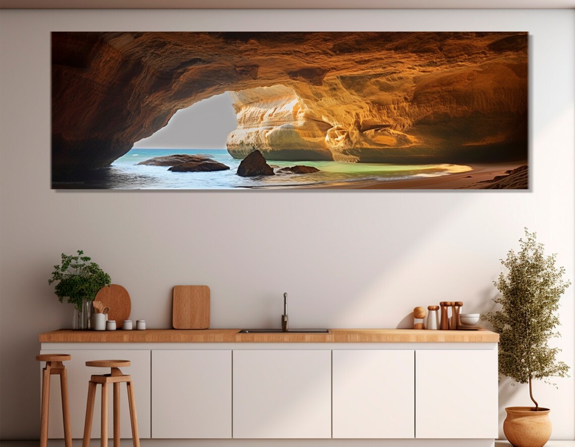 Benagil Cave Algarve Portugal Golden Sea Cave Beach View Poster - Image 2