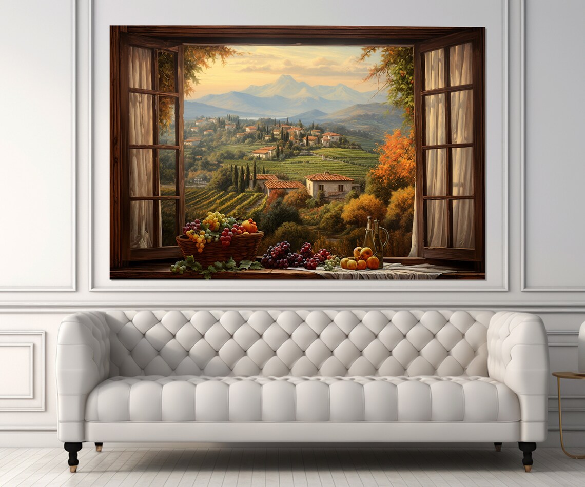 Open Window With Tuscany View, Europe Travel Poster - Image 3
