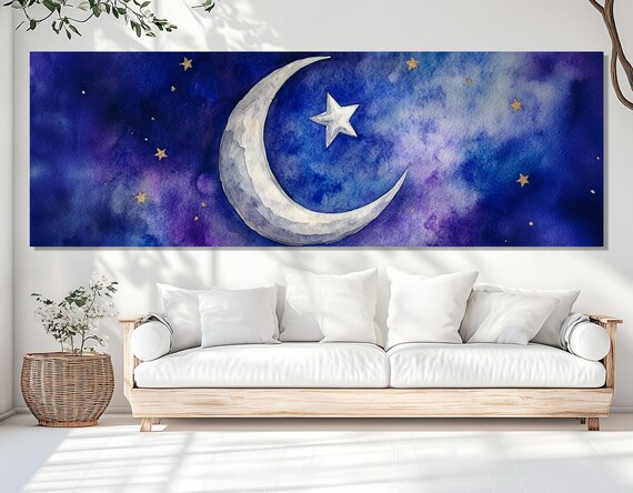 Abstract Islamic Print Crescent And Star Wall Art Crescent Painting Islamic Wall Art Islamic Gift Framed Ready To Hang