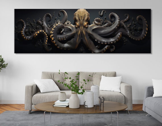 Abstract Octopus Art Print, Modern Underwater Decor
