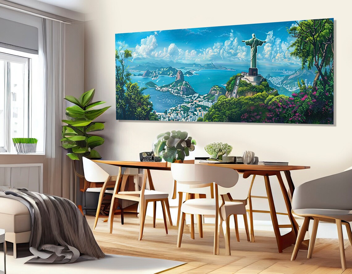 Rio De Janeiro Christ Redeemer Sugarloaf Bay Blue Sky Travel Poster - Image 2