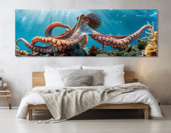 Giant Octopus by Colorful Coral Reefs, Poster Print