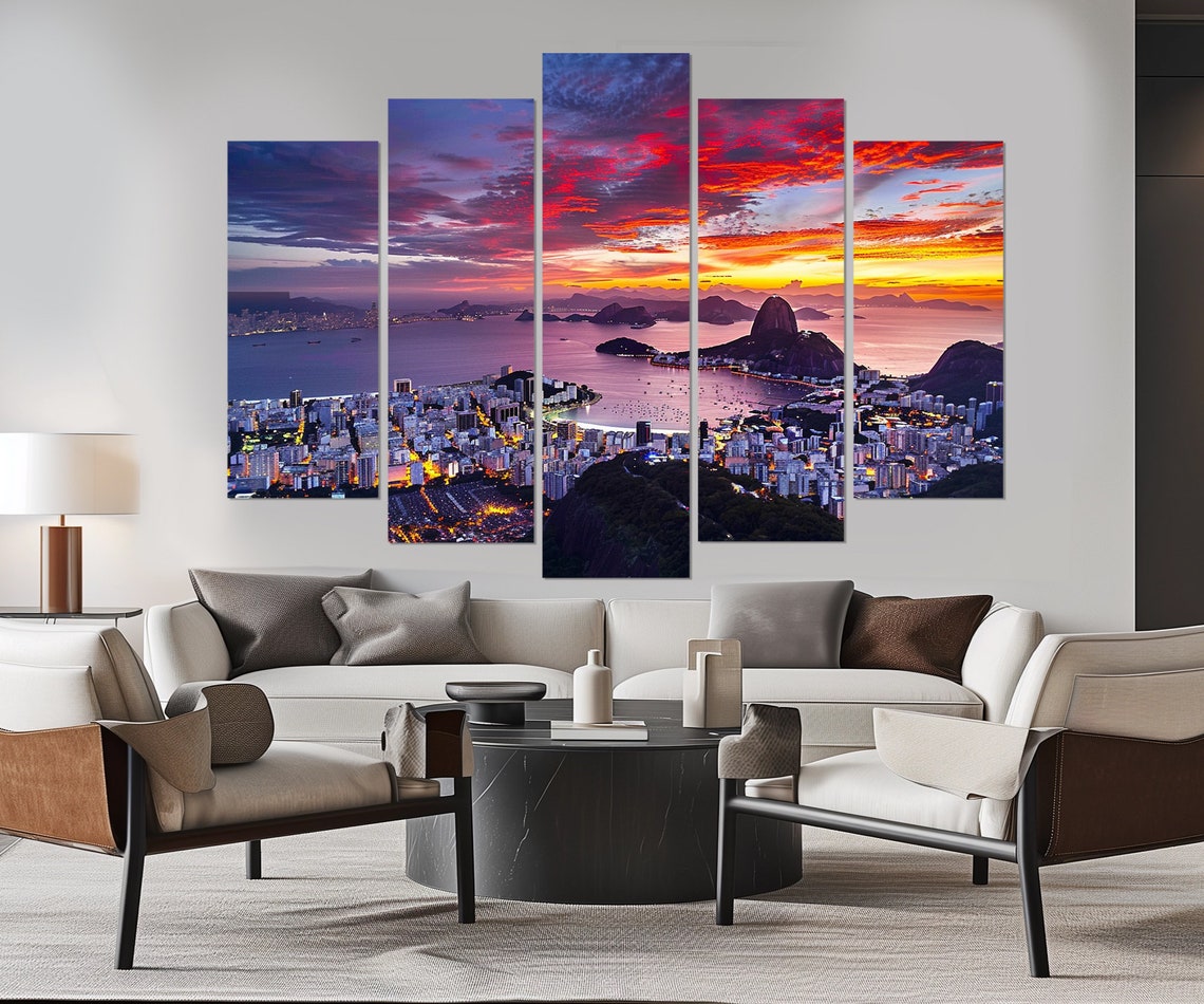 Rio de Janeiro Brazil Sunset Skyline Sugarloaf Mountain Harbor Poster - Image 2