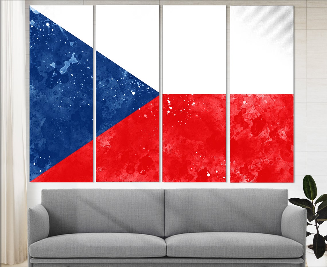 Czech Republic Flag Grunge Watercolor Blue Triangle Prague Poster - Image 2