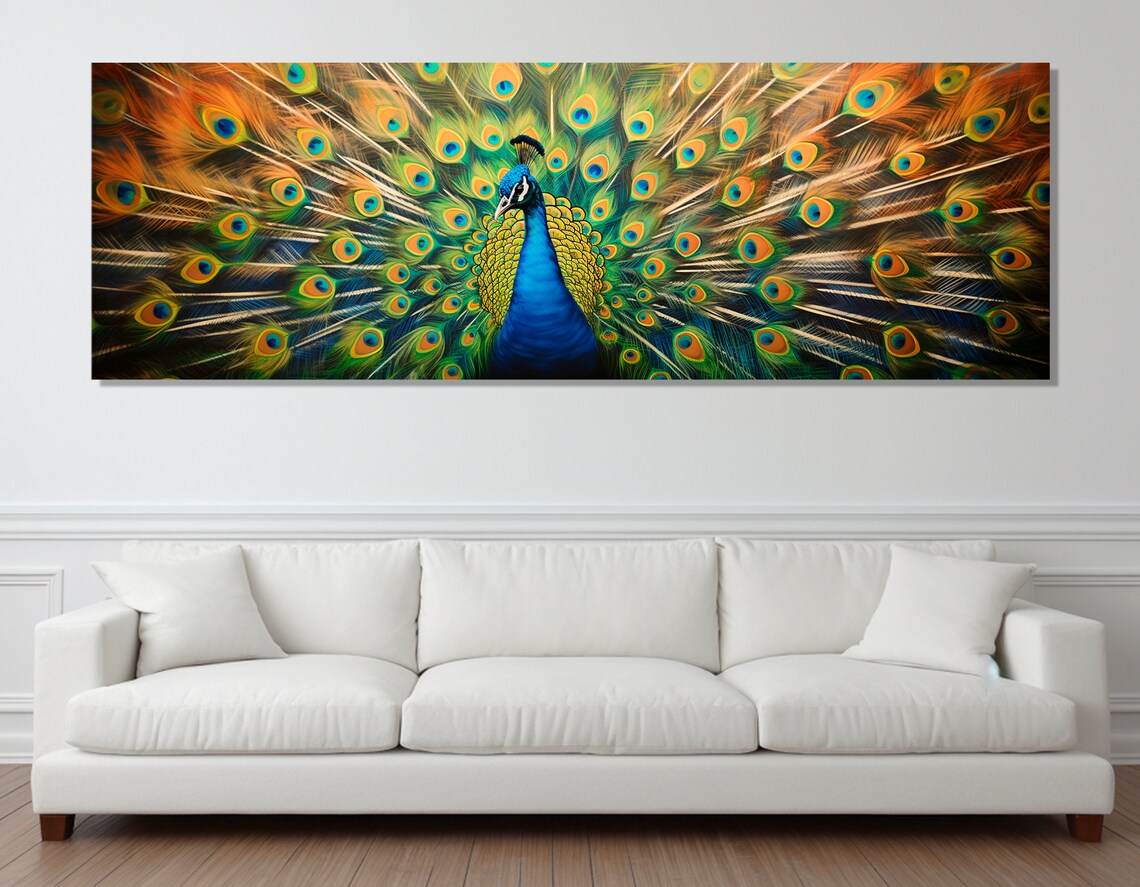 Peacock Painting Art Print, Modern Colorful Bird Decor - Image 2