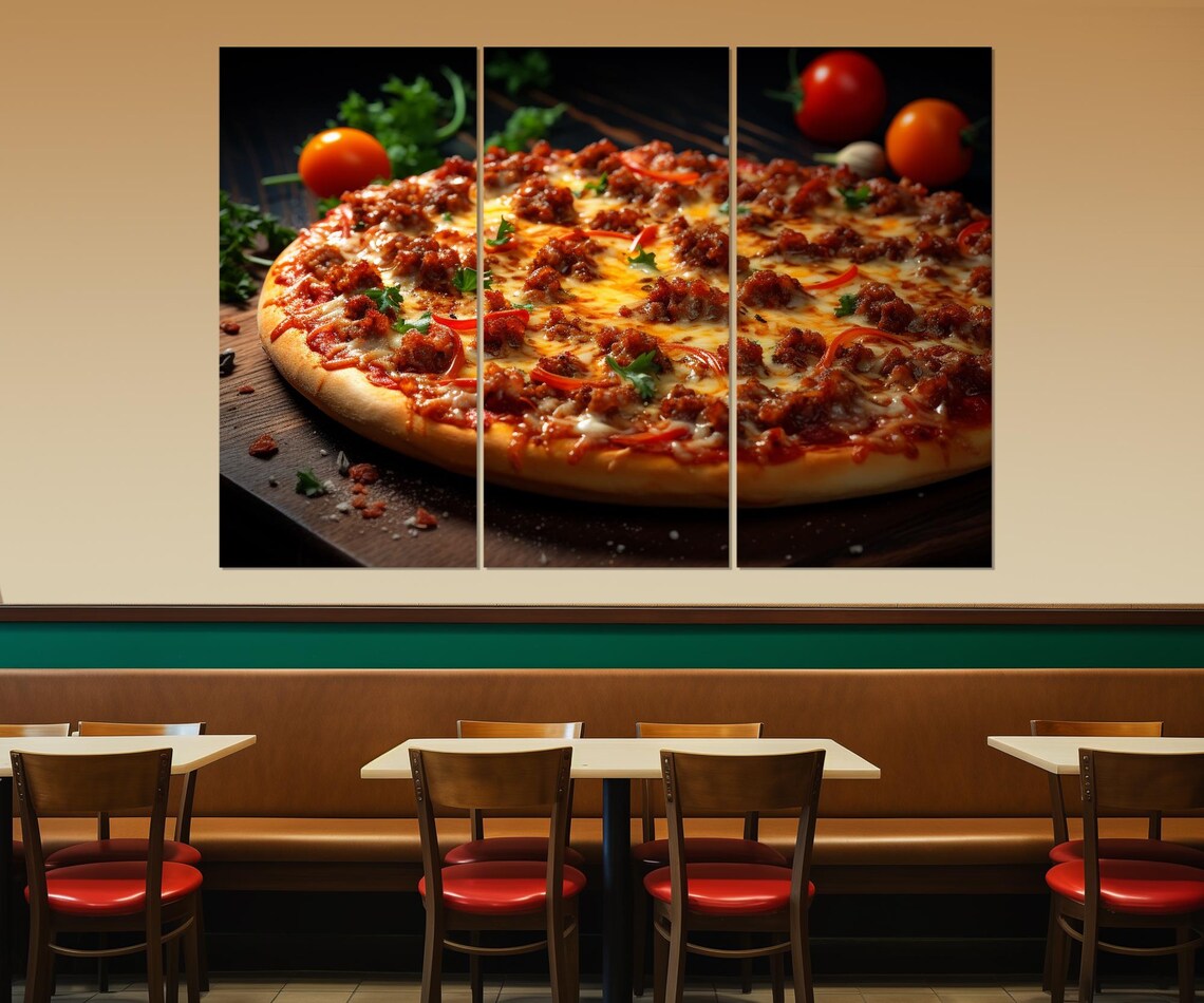 Delicious Cheese Pizza Close Up Food Photography Kitchen Wall Poster - Image 4