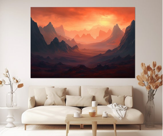 Icelandic Volcanoes Painting Print Abstract Iceland Wall Art Iceland Painting Iceland Landscape Framed And Ready To Hang
