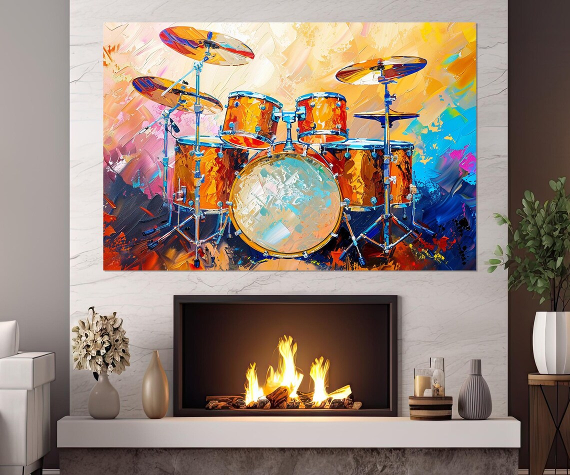 Drums Watercolor Wall Art Print, Drummer Gift