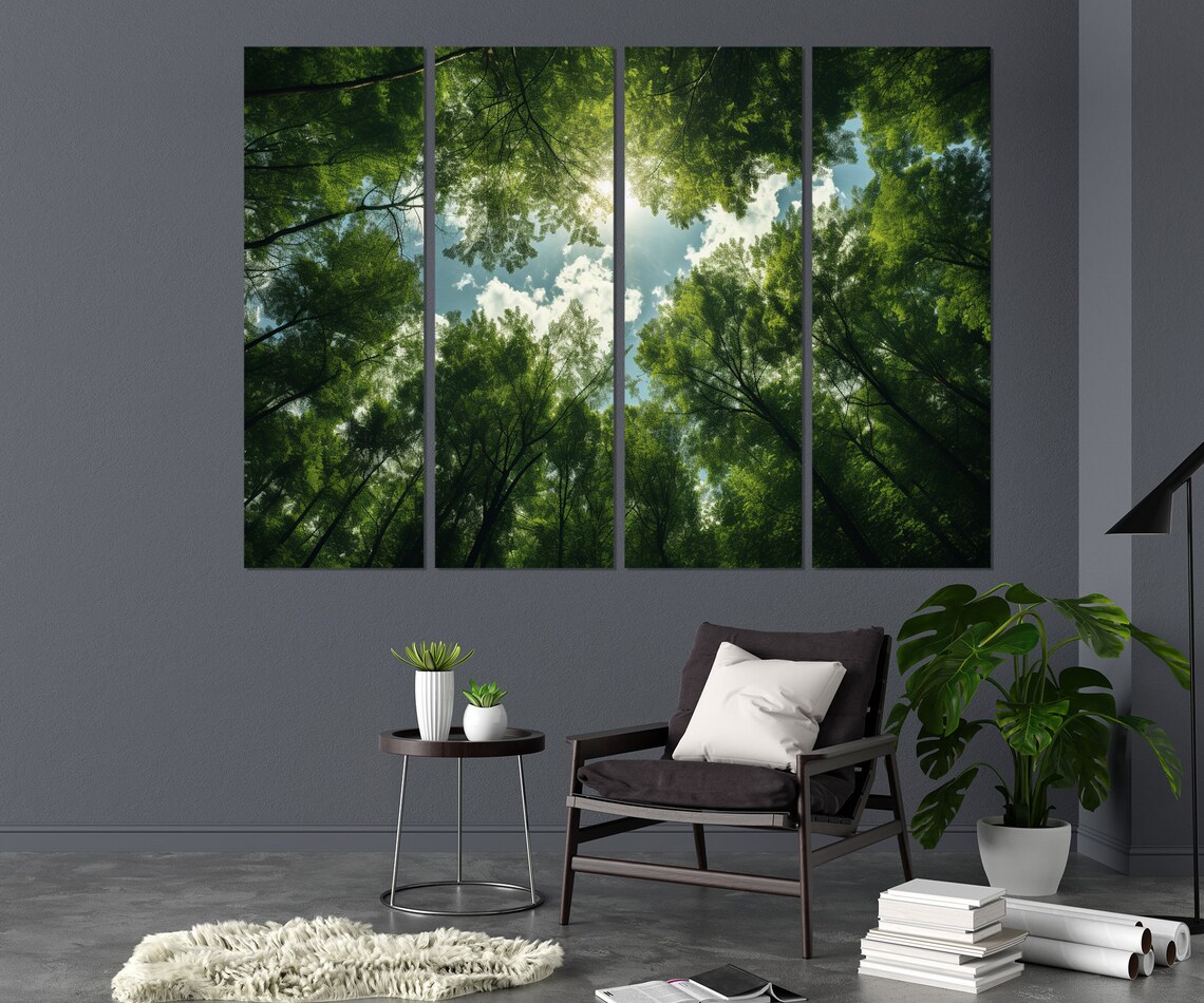 Forest Print Abstract Forest Wall Art Green Trees Print Framed And Ready To Hang - Image 2
