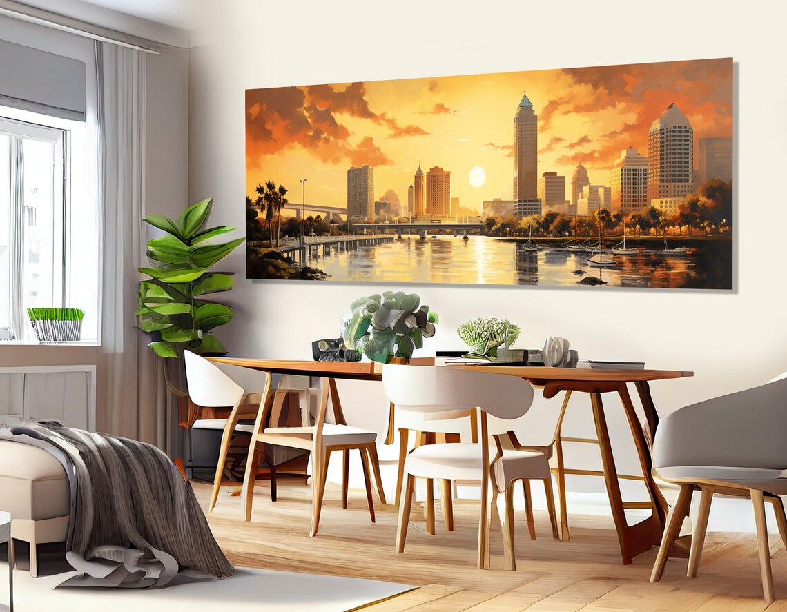 Abstract Tampa Painting Print Tampa Wall Art Tampa Skyline Tampa Poster Tampa Wall Decor Framed And Ready To Hang - Image 3