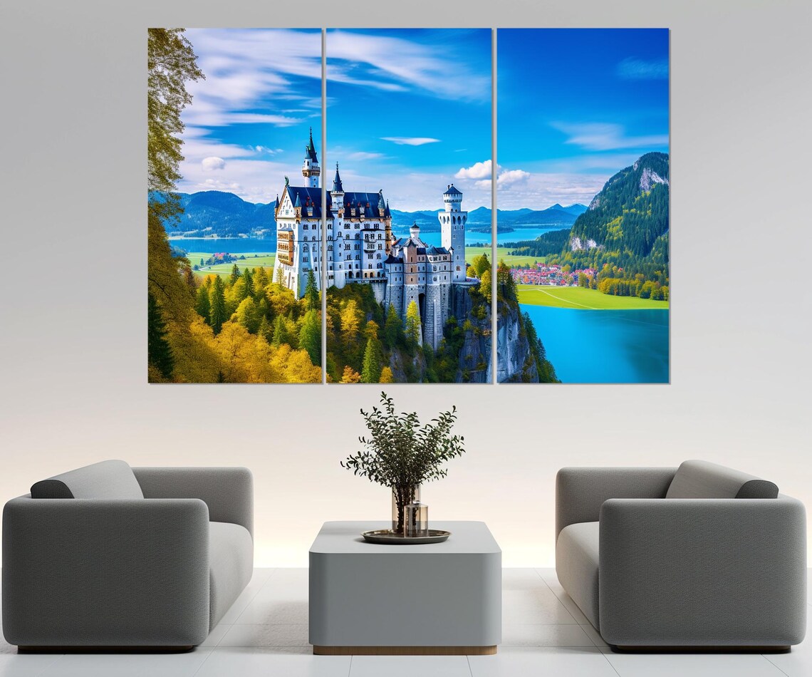 Neuschwanstein Castle Abstract Art Print, German Landmark - Image 4