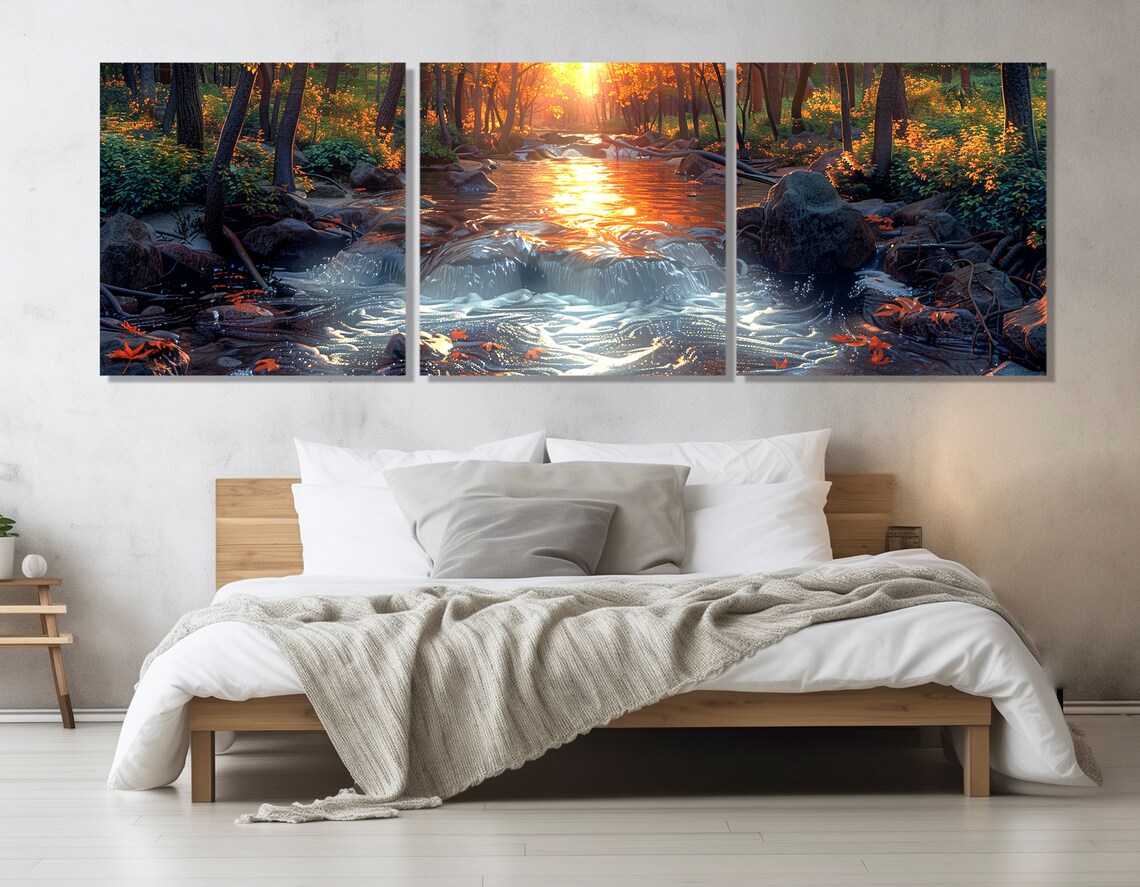 Forest River Sunset Landscape Wall Art Poster - Image 4