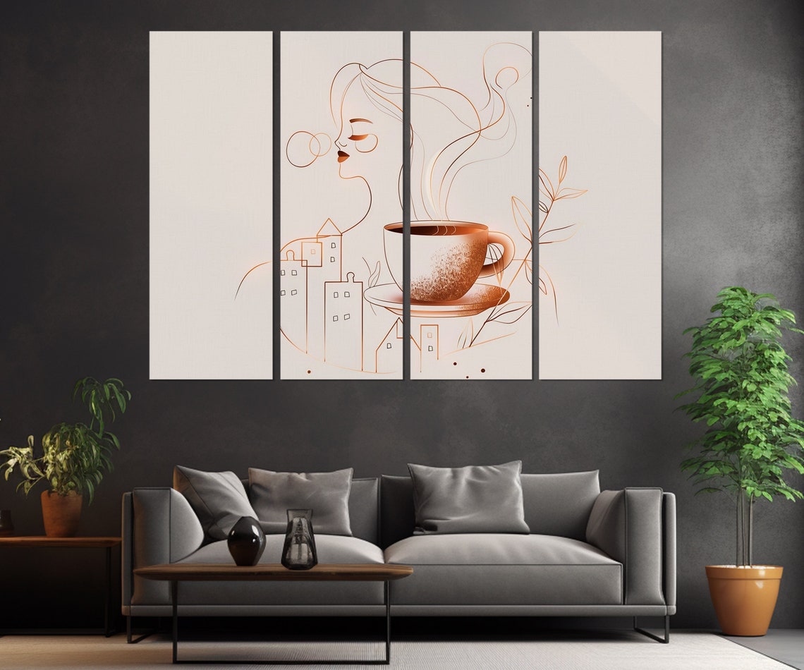 Minimalist Coffee Wall Art Coffee Print Kitchen Wall Decor Cafe Wall Decor Coffee Painting Framed And Ready To Hang - Image 2