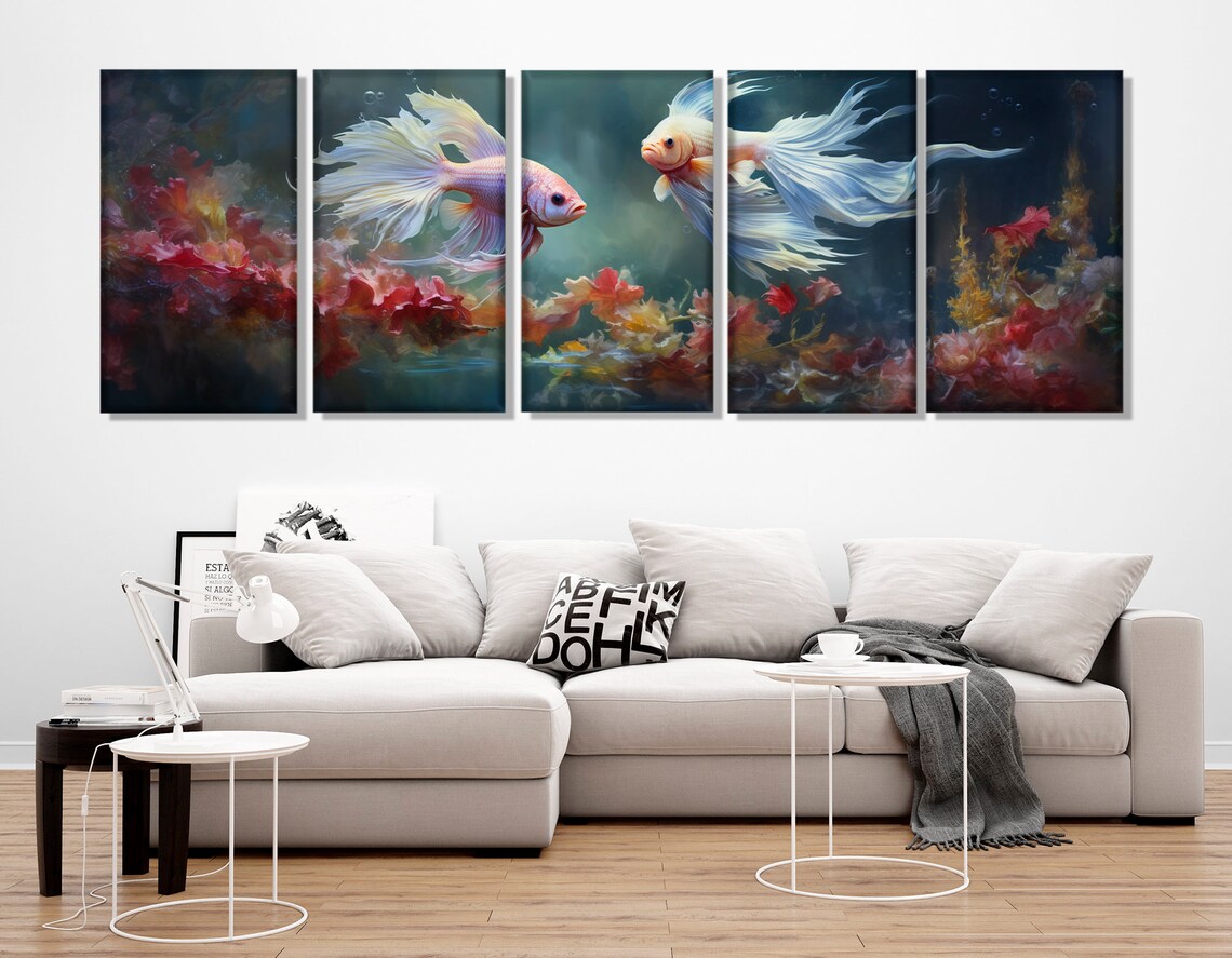 Betta Fish Print Betta Fish Painting Underwater Wall Art Aquarium Art Framed And Ready To Hang - Image 3