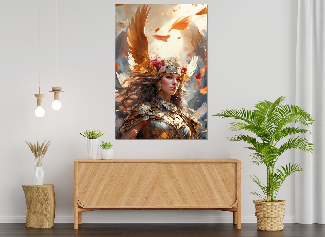 Athena Goddess Of Wisdom Winged Helmet Warrior Mythology Art Poster - Image 3