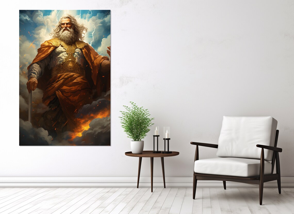 Zeus King Of Gods Golden Robes Storm Clouds Mythology Art Poster - Image 2