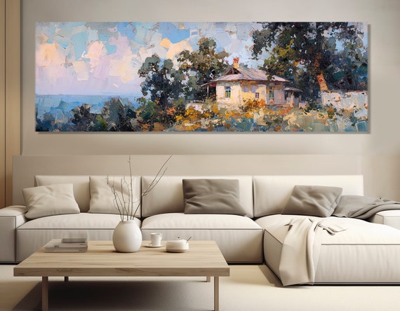 Large Abstract Painting Print Rustic Wall Decor Impressionist Wall Art Neutral Tones Wall Decor Framed And Ready To Hang