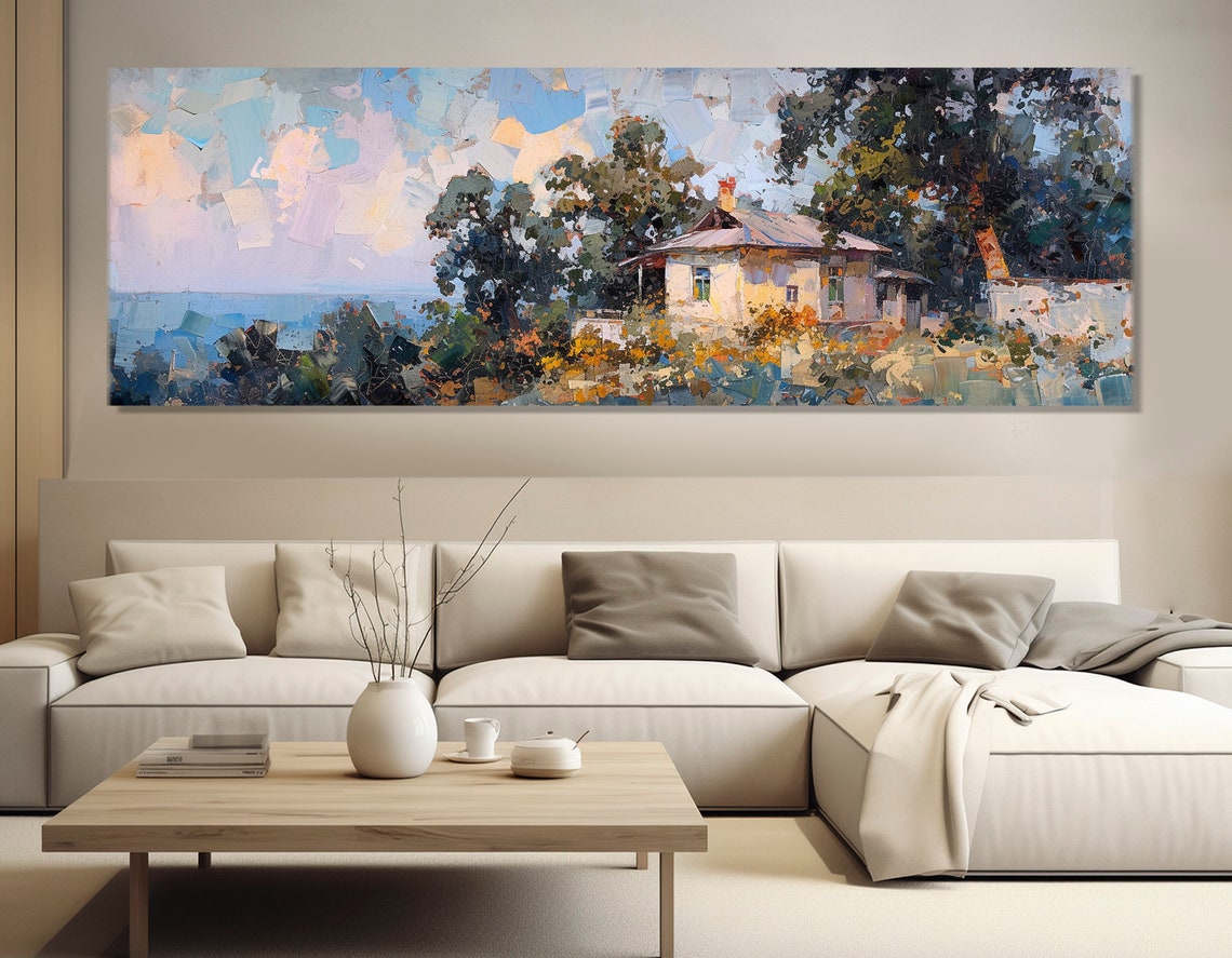 Large Abstract Painting Print Rustic Wall Decor Impressionist Wall Art Neutral Tones Wall Decor Framed And Ready To Hang