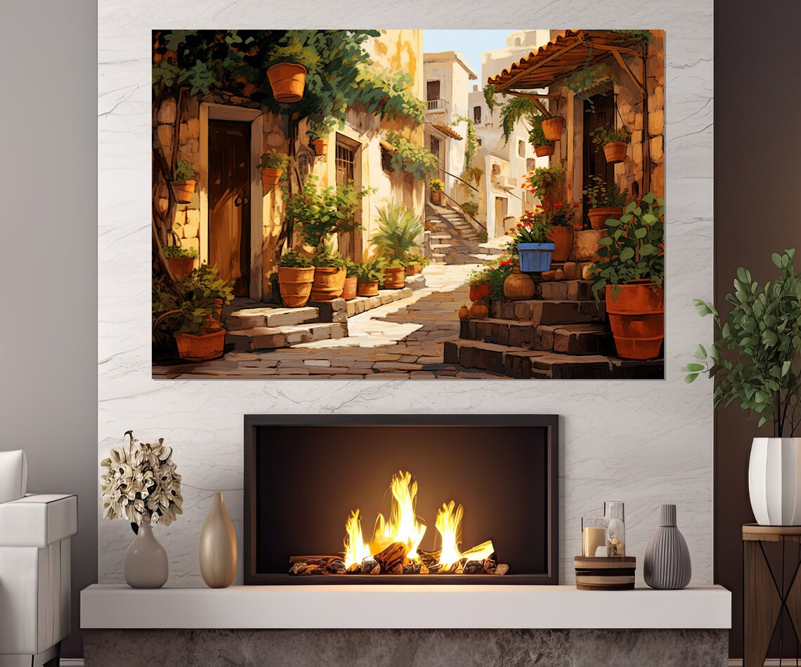 Italian Street Painting, Italy Village Travel Poster - Image 3