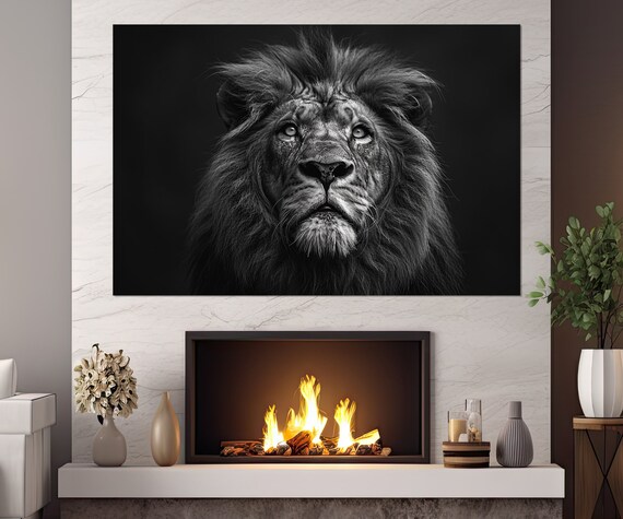 Majestic Lion Portrait Black And White Dramatic Wildlife Art Poster