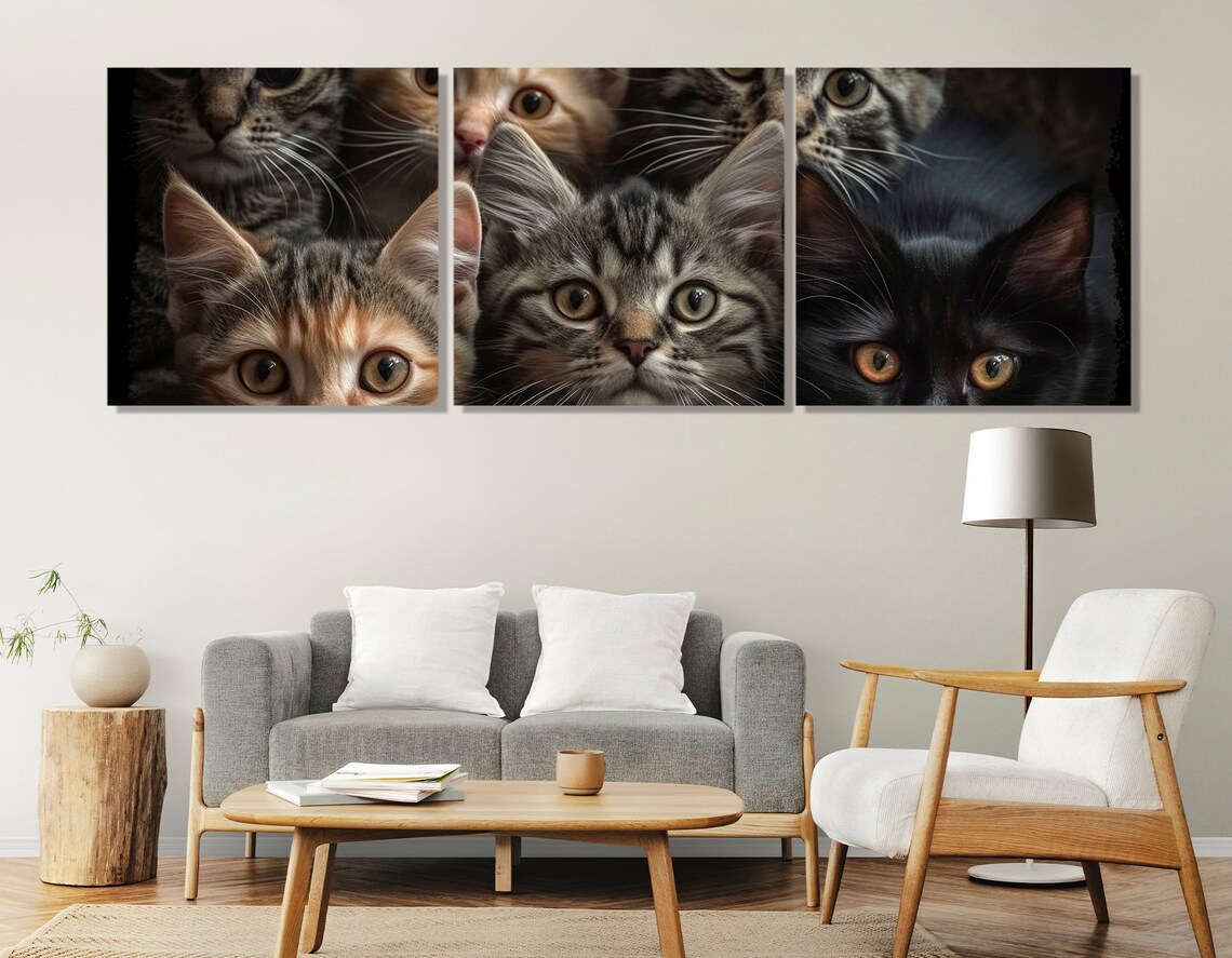 Cute Kittens Close Up Curious Faces Funny Cats Portrait Wall Art Poster - Image 4