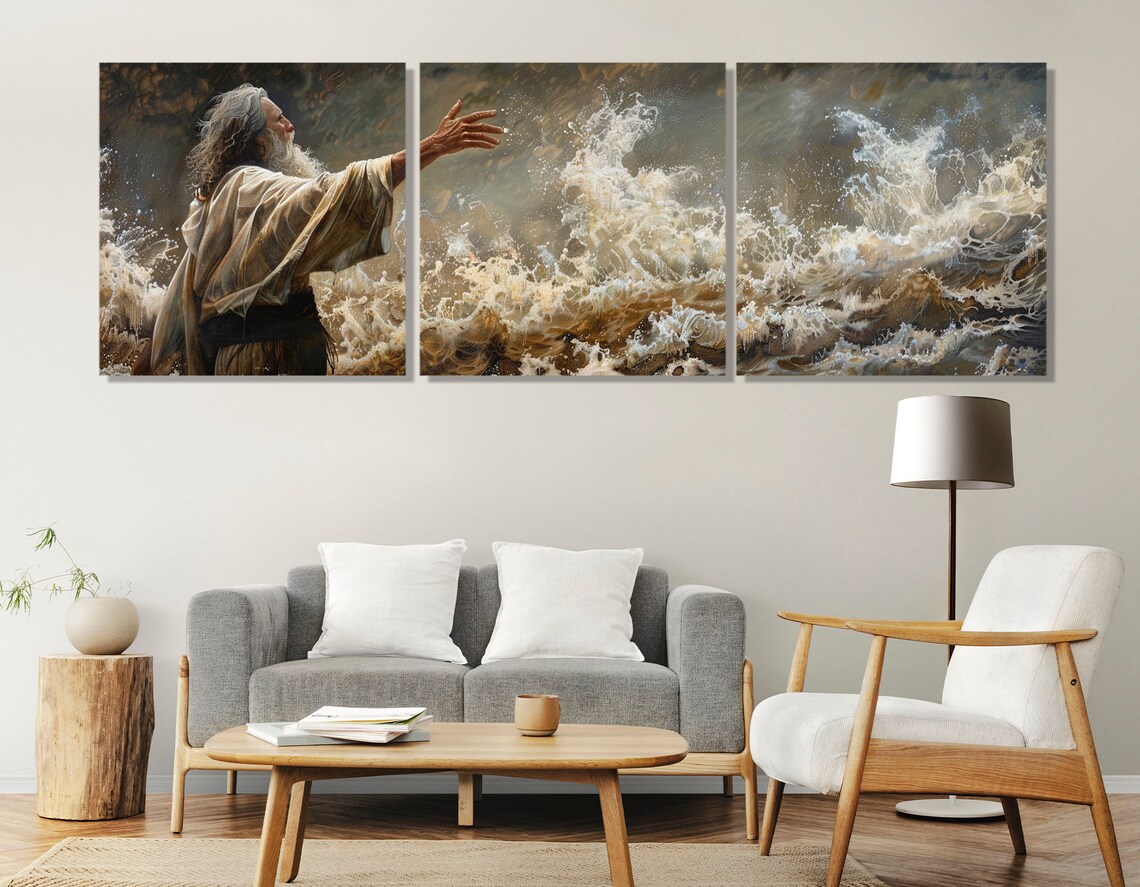 Abstract Moses and the Sea, Religious Wall Art Print - Image 3