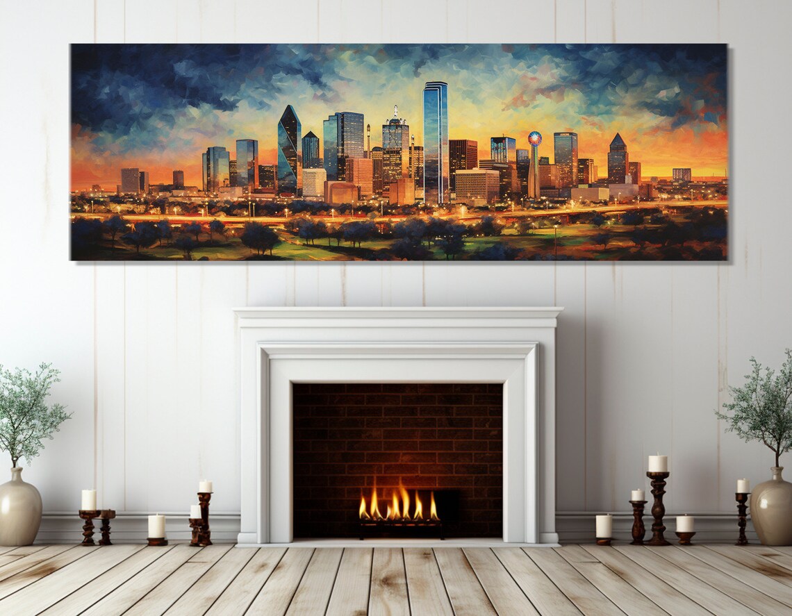 Dallas Skyline Abstract Art Print, Travel Poster
