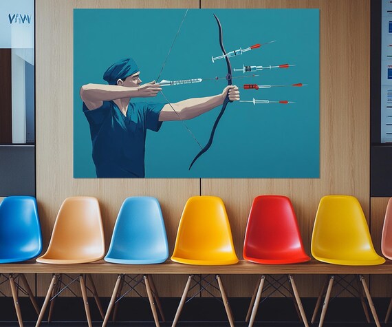 Healthcare Wall Art Abstract Vaccination Painting Print Hospital Wall Decor Doctor Gift Nurse Gift Framed And Ready To Hang
